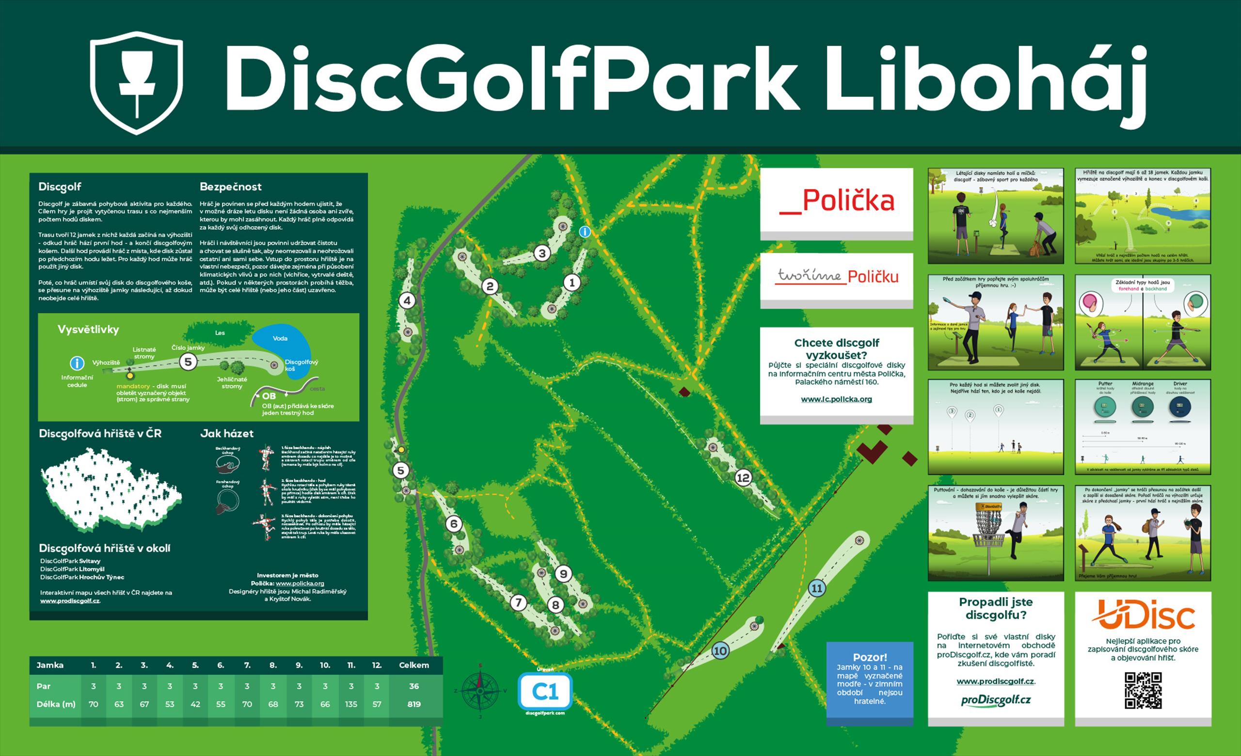 Půjčovna discgolfového vybavení pro hřiště v Liboháji